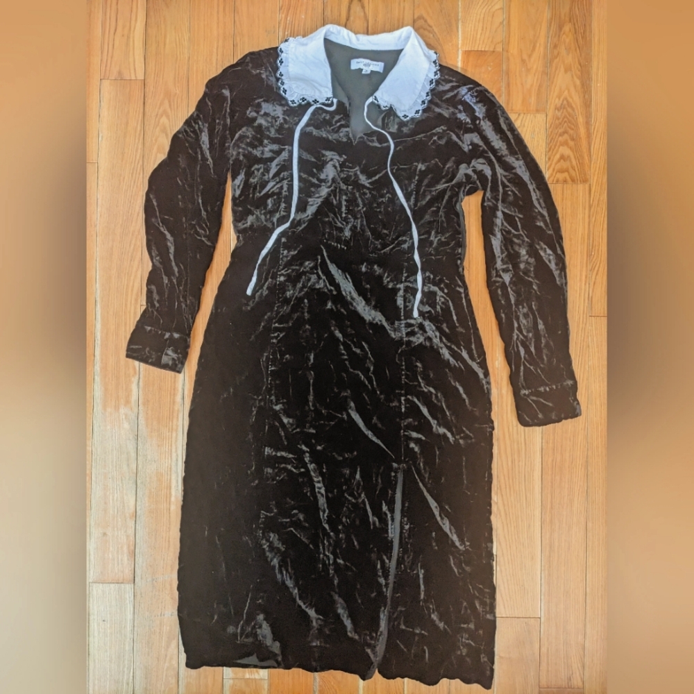Sweet Baby Jamie Black Collared Velvet Dress Size XL Jamie Mizrahi